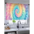 thumbnail image 3 of Sheer Curtains 45 Inches Long, Colorful Tie Dye Light Filtering Window Curtains for Living Room, Rainbow Ombre Abstract Pattern Art Rod Pocket Voile Sheer Curtain Drapes, 52"W x 45"L, 2 Panels, 3 of 8