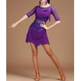 thumbnail image 3 of Lace Tassel 3/4 Sleeves Latin Dance Competition Recital Clothes Dresses Attire, 3 of 8