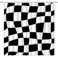 thumbnail image 2 of Retro Checkered Shower Curtain Vintage 60s 72s Modern Abstract Aesthetic Funky Hippie Groovy Cute Fabric Bathroom Curtains Decor Set with Hook(36" WX72 H), 2 of 3