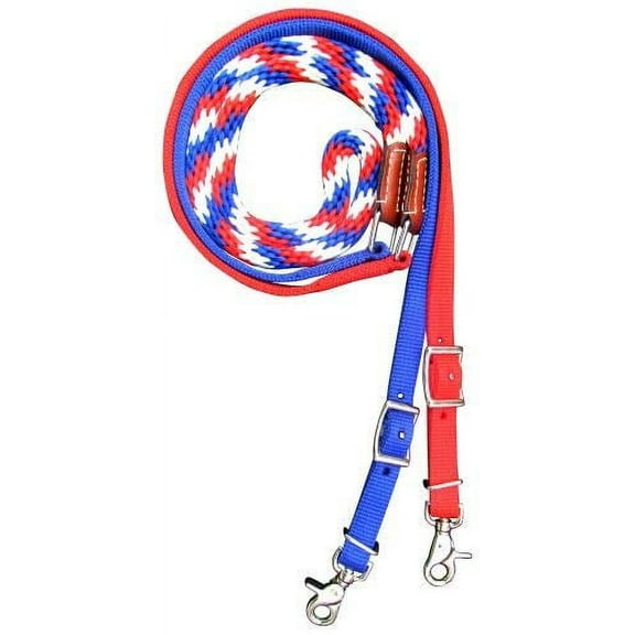 Showman Premium Braided Red, White & Blue Nylon Contest Reins