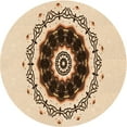 thumbnail image 1 of Ahgly Company Machine Washable Indoor Round Transitional Light Brown Area Rugs, 3' Round, 1 of 7