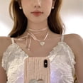 thumbnail image 6 of EOEMY Heart Star Pendant Beaded Pink Ribbon Choker Long Chain Necklace Jewelry Us., 6 of 9