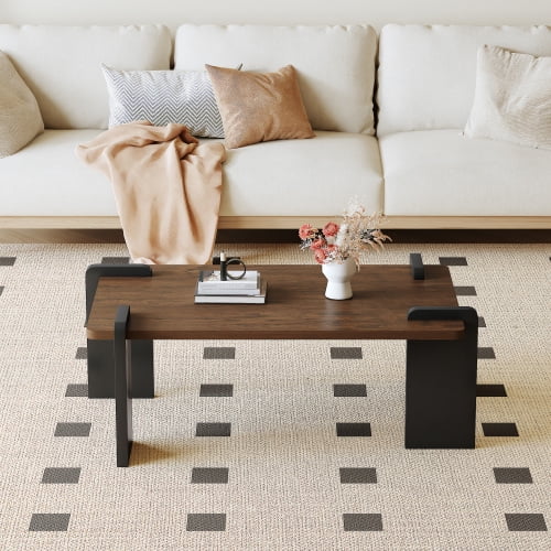 Walnut-Colored Mdf Coffee Table, Suitable For Modern Minimalist Living Rooms And Leisure Areas, With Product Dimensions Of 39.3*23.6*17.7Inches