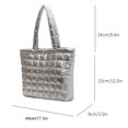 thumbnail image 3 of Bolsa de hombro de moda acolchados de algodón de compras para mujer (Plata) Likrtyny Para Estrenar, 3 of 9
