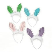 fun express - sequin bunny ears headband for easter - apparel accessories - hats - head boppers - easter - 12 pieces