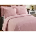 thumbnail image 4 of Better Trends 3-Piece Queen Bedspread Set 100% Cotton Chenille, Soft & Cozy Stripe Pattern, All-Season Bedding, Machine Washable (Pink) Jullian Collection, 4 of 8