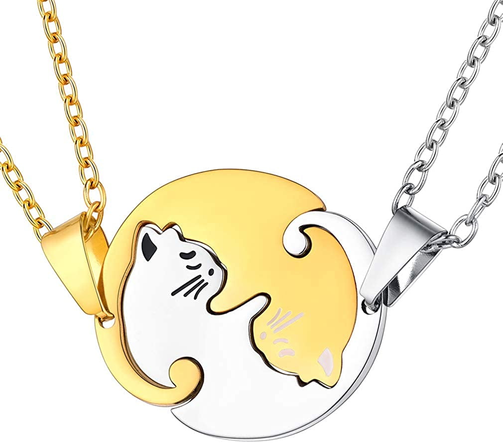 Fashion Couple's 925 Sterling Silver Gold Bean Pendant Chain Necklace Gift 