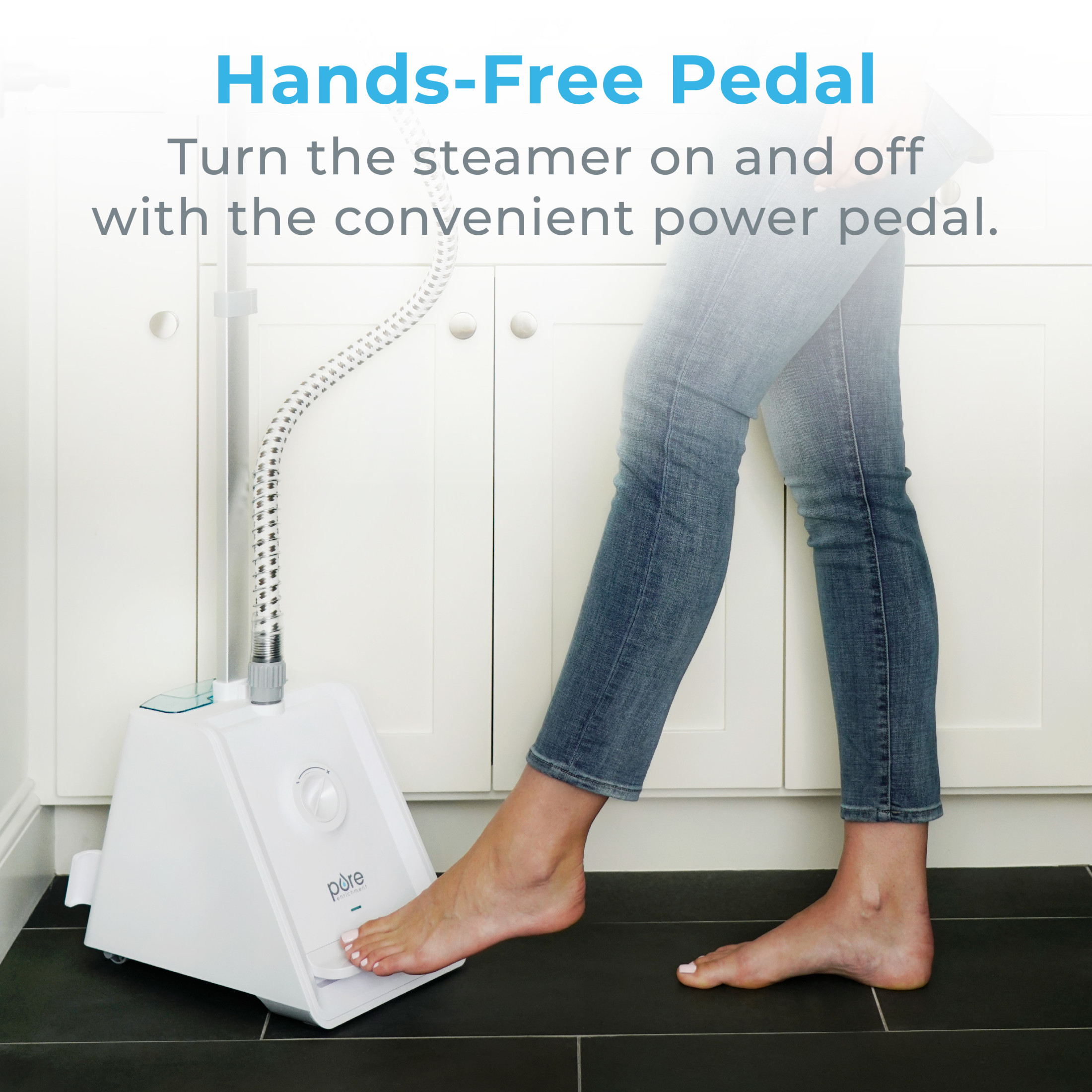 Pure Enrichment PureSteam Pro Upright Clothes Steamer - Professional Standing Garment Steamer & Foot Pedal - Half Gallon Tank with 1 Hr of Steam at 4 Heat Levels that Heats in 45 Seconds