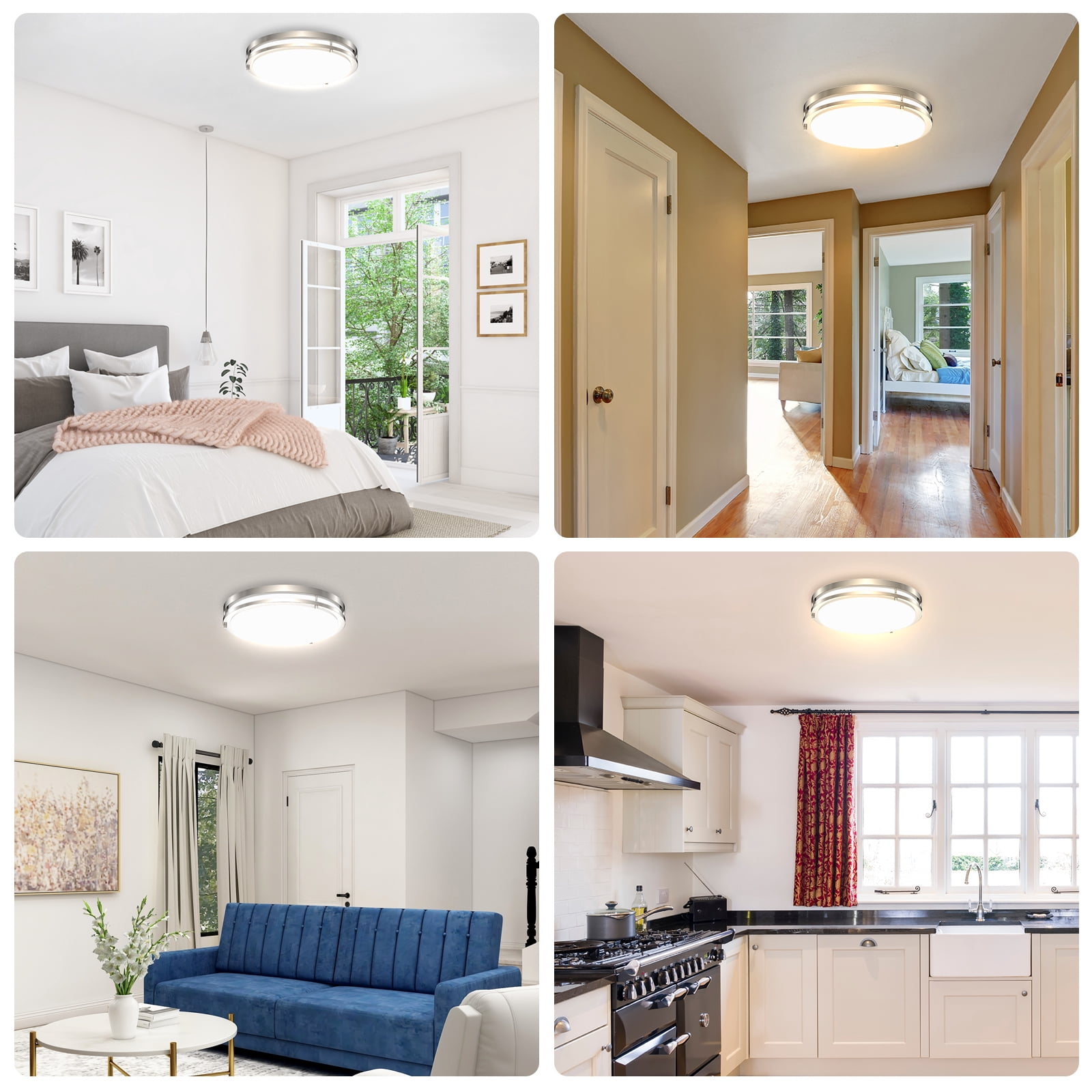 E Energetic Lighting ENERGETIC 13" Dimmable Brushed Nickel Flush Mount Lights