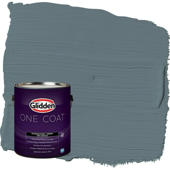 Glidden One Coat Night Rendezvous / Blue Satin Exterior Paint with Primer, 1 Gallon