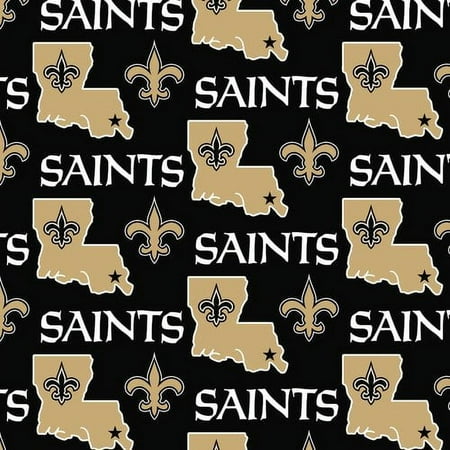 NFL New Orleans Saints 58 100% Polyester Fleece Sports Logo Fabric By the Yard Black