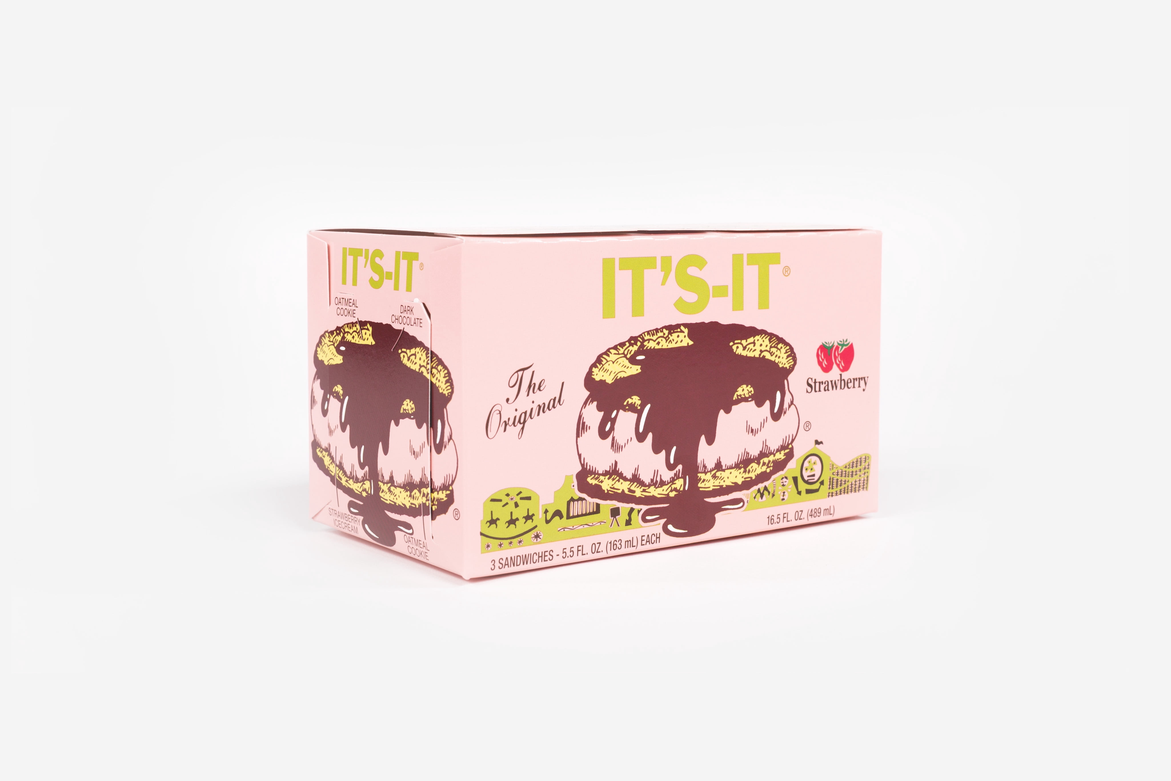 IT'S-IT Ice Cream Strawberry (Seasonal) Sandwich 5.5 fl oz, 3-Count