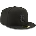 thumbnail image 3 of Men's New Era Black St. Louis Cardinals Black on Black 59FIFTY Fitted Hat, 3 of 6