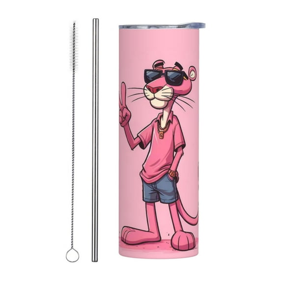 Insulated Vacuum Coffee Mug Pink Panther Stainless Steel Cup Tumbler Double Wall 20oz