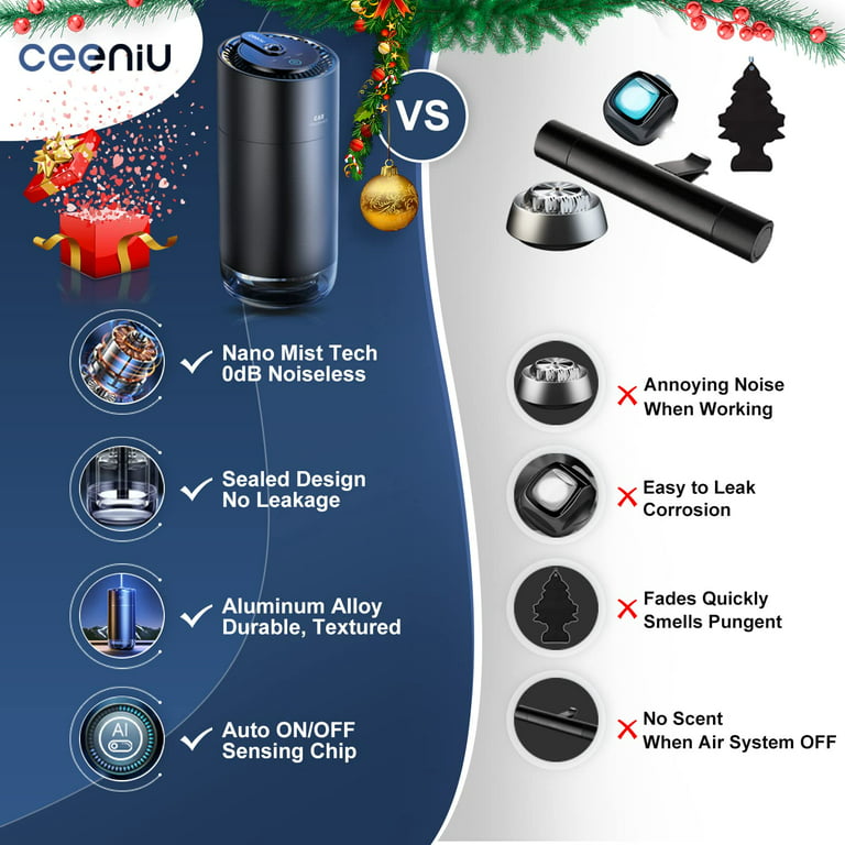 Ceeniu Smart Car Air Fresheners - Long Lasting Car Fresheners No Leakage,  AI Car Diffuser Portable Mute Chargeable, Luxury Car Accessories Set, 1
