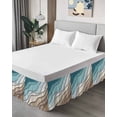 thumbnail image 4 of Teal Blue Ombre Cream Wrap Around Bed Skirts for King Bed 18" Drop,Bed Skirt with Adjustable Elastic Belt Dust Ruffle Bed Valance for Bedroom Hotel Modern Geometric Brown Aesthetic Bed Frame Cover, 4 of 7