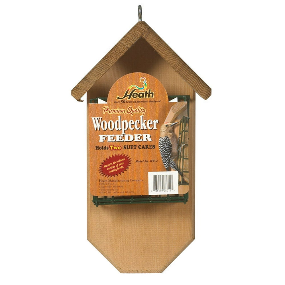 Heath Woodpecker 2 Wood Suet Bird Feeder 2 ports
