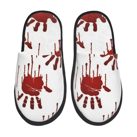 Balery Bloody Hand 1 Slient Indoor Furry Fleece Comfort House Shoes Soft Non-Slip Home Shoes Cotton slippers House Slippers-- Medium