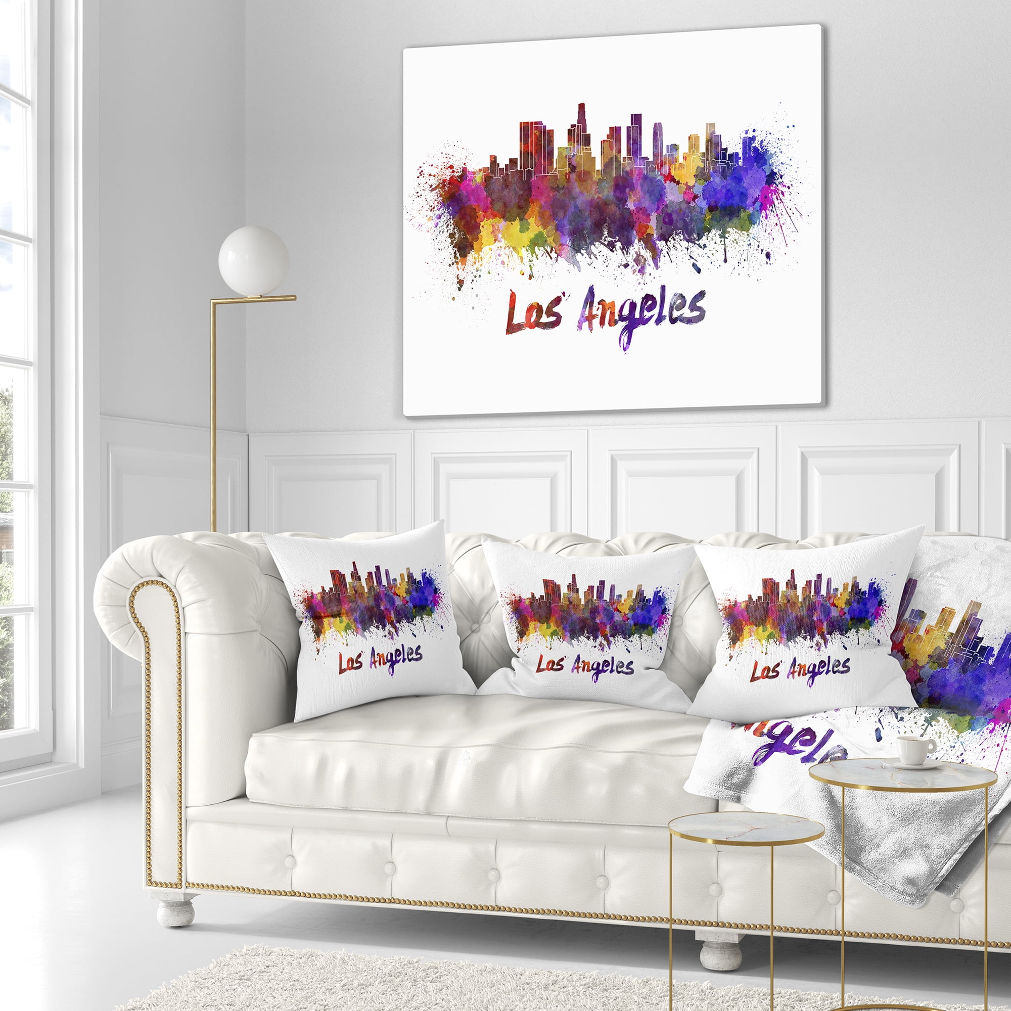 Designart Los Angeles Skyline - Cityscape Throw Pillow - 18x18