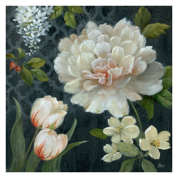 Masterpiece Art Gallery Midnight Garden II by Nan Floral Canvas Art Print 20" x 20"