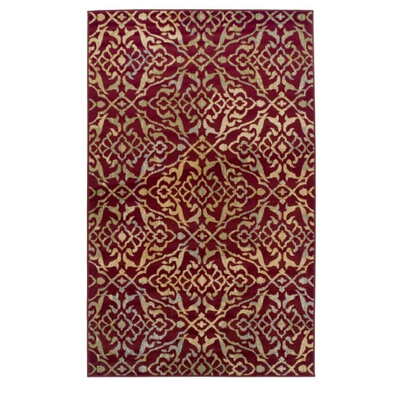 Corbin Modern Damask Contemporary Area Rug Red / 4 ft. x 6 ft.