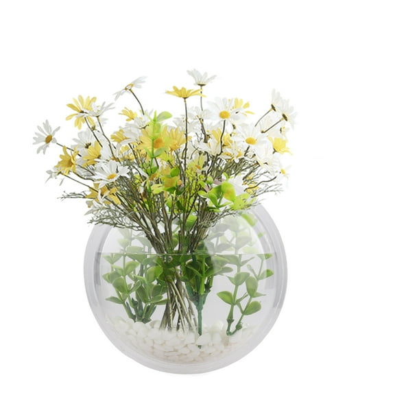 1 pcs Wall Hanging Fish Tank Round Wall Mounted Hanging Fish Aquarium Plant Vase Home Decoration Pot 15*15cm (no plants)