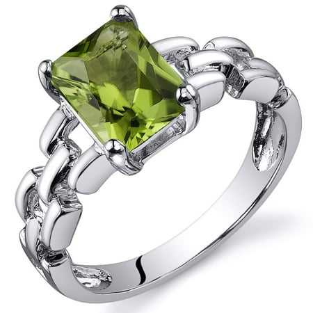 Peora 1.50 Ct Green Amethyst Engagement Ring in Rhodium-Plated Sterling Silver