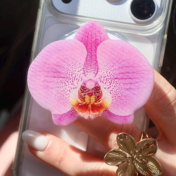 MagSafe Phone Grip: Handmade Lavender Orchid Magnetic Floral Phone and E-Reader Holder, Gift for her