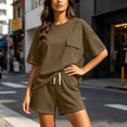 thumbnail image 5 of Maqroz Womens Plus Size Two Piece Lounge Sets Short Sleeve Crewneck Pullover T-Shirts Elastic Waist Shorts Casual Matching Outfits Breathable Sweatsuits Flowy Clothes, 5 of 6