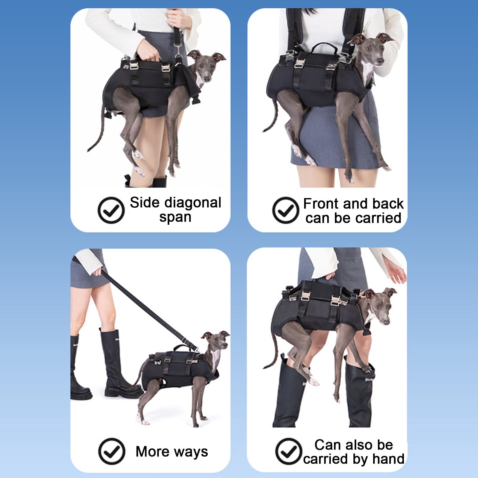 Spine-Friendly Horizontal Design Dog Backpack Carrier For Medium To Large Dogs, Adjustable Back Straps With Legs-Out Comfort, Reduces Spinal Pressure For Travel Hiking Outdoor