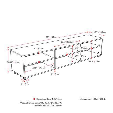 CorLiving - Hollywood Collection TV Stand with Open Cabinets for Most TVs up to 85" - Black