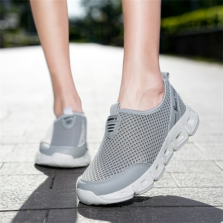 

PhoneSoap Fashion Summer Women Sneakers Mesh Hollow Breathable Comfortable Lightweight Thick Sole Grey