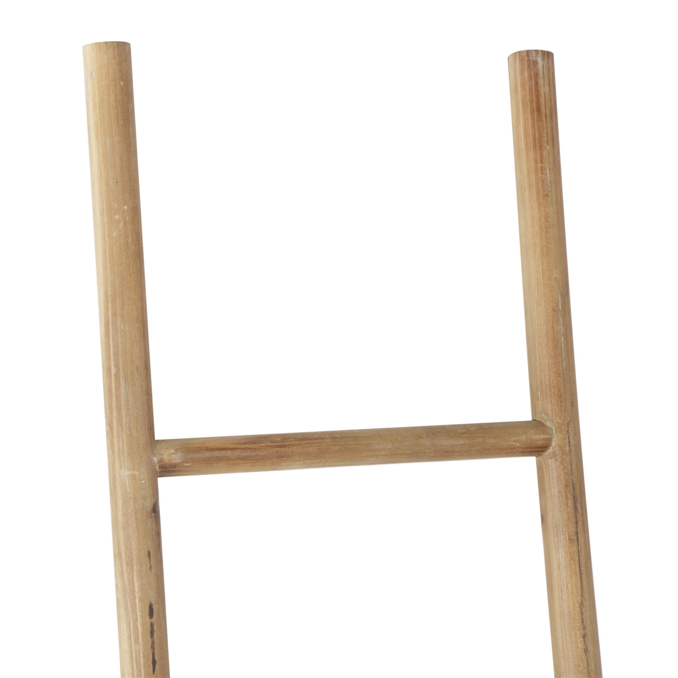 DecMode 71", 62"H Brown Wood Slim Two-Toned 12 Rug Ladder with Black Metal Bases, 2-Pieces
