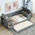 thumbnail image 3 of Tcbosik Twin Day Bed Modern Wood Daybed with Trundle, Charging Station, Storage Chest, Drawers and Shelf, Twin Size, Gray, 3 of 10