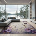 thumbnail image 2 of ODIKA 8'x10' Washable Area Rug Durable, Non-Slip Bathtub Border Vintage Butterfly Delicate Scrolling Pile Backing for Living Room, Under Sectional, Family, 2 of 7