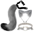 thumbnail image 1 of Diadema con orejas de gato de imitación hecha a mano, accesorios de cola de zorro, conjunto de orejas de bestia secundarias, collar con horquilla, 1 of 4