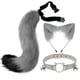 thumbnail image 4 of Diadema con orejas de gato de imitación hecha a mano, accesorios de cola de zorro, conjunto de orejas de bestia secundarias, collar con horquilla, 4 of 5