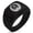 Black, variant on Stainless Steel Okubo Samurai Crest Geometric Pattern Step-Down Biker Style Polished Ring