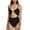 Black, variant on Women One Piece Swimsuits Plunge Neck Bathing Suits High Waisted Tummy Control Swimwear,Blue,S