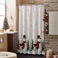 thumbnail image 3 of Christmas Snowman Bathroom Shower Curtain Tree Gold Snowflakes Linen Texture Waterproof Washable Shower Curtains for Bathtub Bath Decor with Grommets and Hook 54 X 78 Inch, 3 of 8
