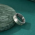 thumbnail image 3 of PAMTIER Men's 8mm Stainless Steel Simple Classic Moon Star Rotatable Ring with Crystal Inlay Unique Landscape Scene Wedding Band Silver Size 12, 3 of 6