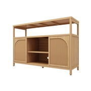GDF Studio Bamboo Sideboard Storage Cabinet with 2 Doors and Open Shelves, Natural