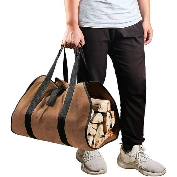 GoXteam Firewood Carrier Bag, Water-Resistance Log Carrier for Firewood with Handles Firewood Logs Tote Holder for Indoor Fireplace Outdoor Camping Trip, 39"L x 18"W