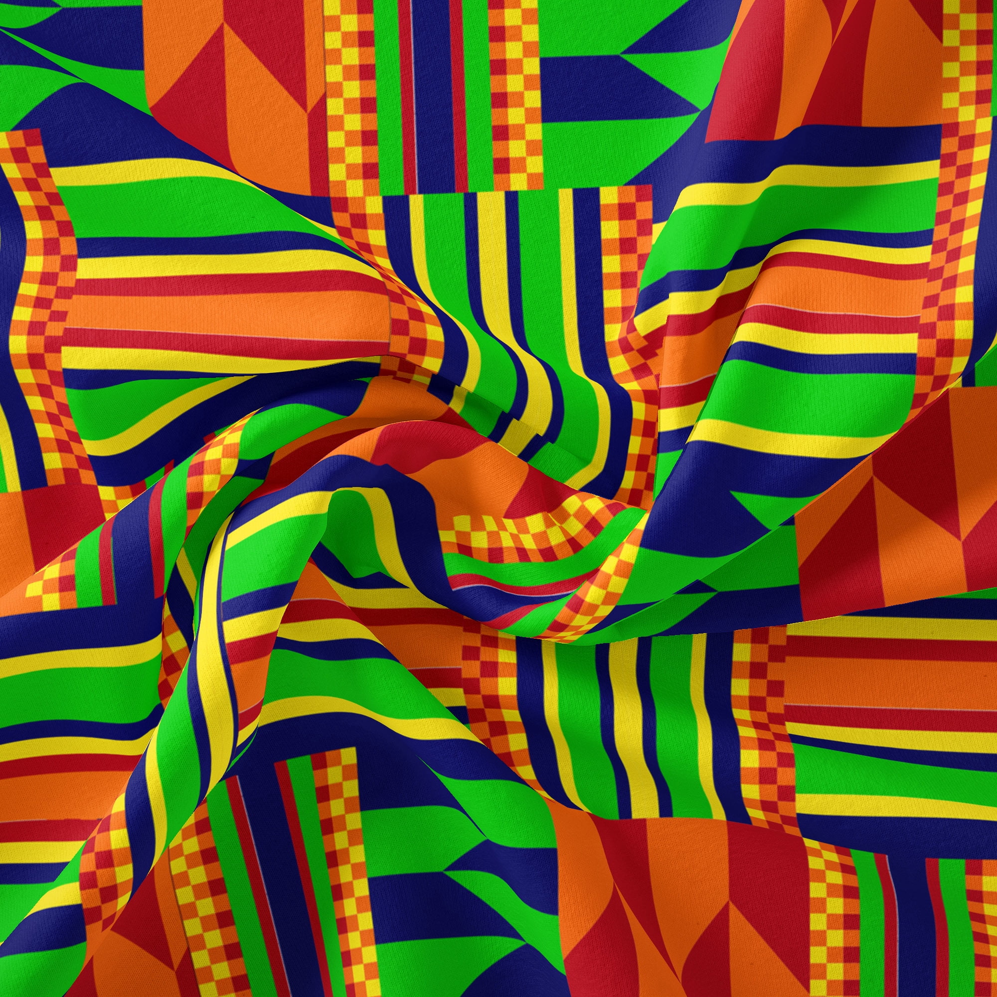1 Yard 100% Cotton Kente Squares, Navy, 44" Wide for Quilting & Sewing by David Textiles
