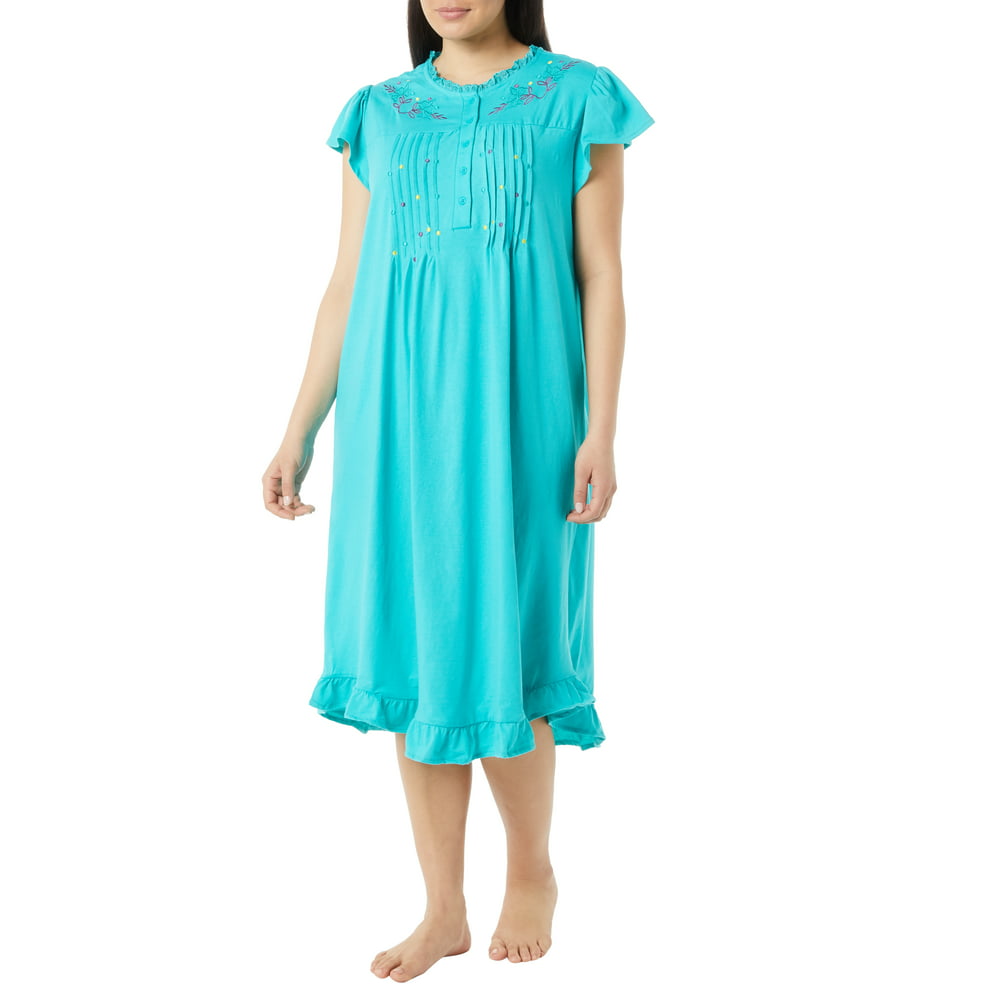 AmeriMark - AmeriMark Women's Embroidered Knit Night Gown - Long ...