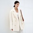 thumbnail image 1 of QueenLine High-end 100% Alpaca Loose Short Black Thickened White Warm Jacket Double Breasted Commuter Coat, 1 of 26