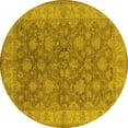 thumbnail image 1 of Ahgly Company Indoor Round Oriental Yellow Traditional Area Rugs, 3' Round, 1 of 4