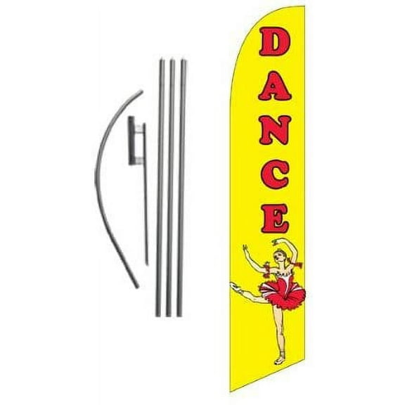 Dance Advertising Feather Banner Swooper Flag Sign with Flag Pole Kit and Ground Stake