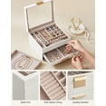 thumbnail image 4 of SONGMICS Joyero con Tapa de Vidrio, Organizador de Joyas de 3 Capas, 2 Cajones, para Joyas Grandes y Pequeñas, Estilo Moderno, 8 x 9.1 x 5.3 Pulgadas, Regalo de San Valentín, Color Blanco Nube y Dorad, 4 of 5