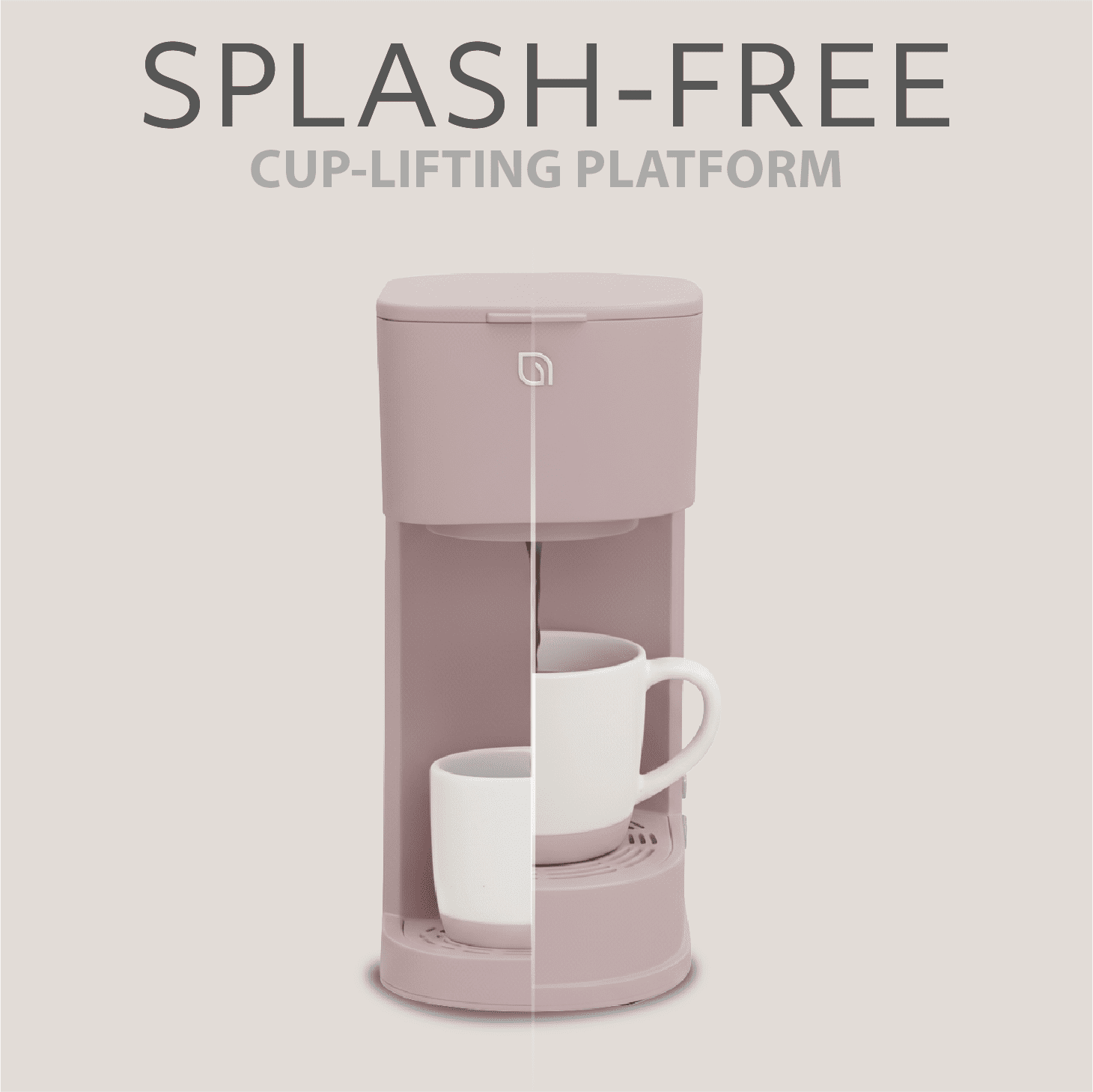 Willow Kitchen Single Serve Coffee Maker Machine for Pods & Grounds with K Cup, Self Cleaning & Small Portable Coffee Maker, Shell Pink